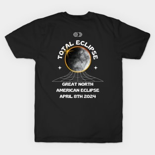 Great North American Eclipse Tour Front and Back Print Total Eclipse Solar Eclipse Tour Dates 8th April 2024 T-Shirt